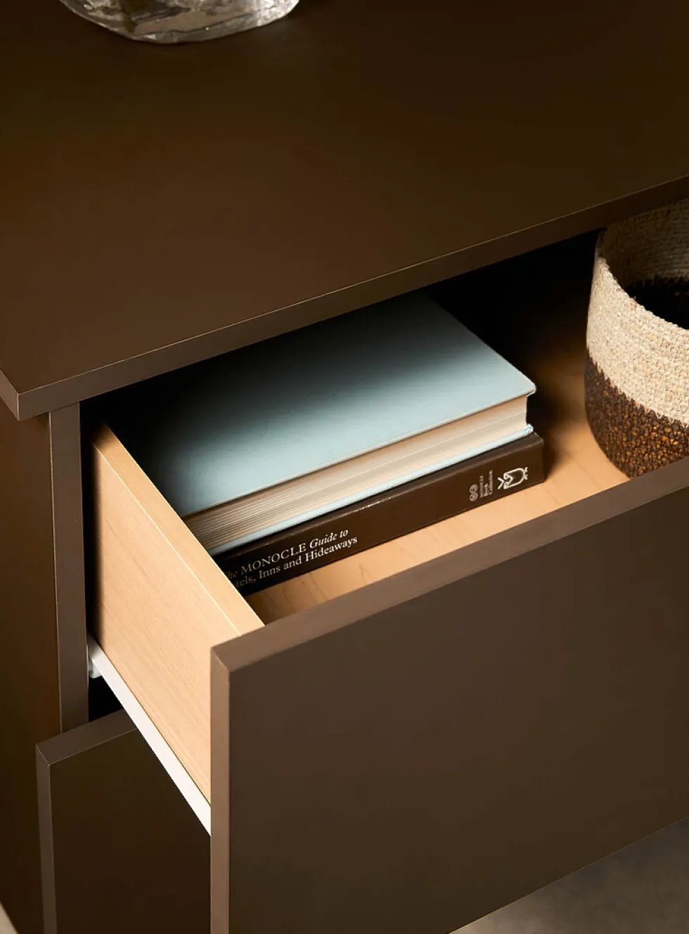 Coloured sleek bedside table