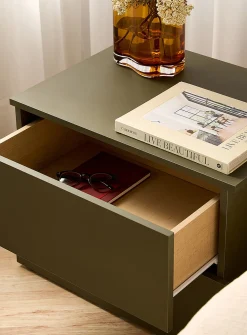 Coloured sleek bedside table