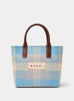 Colourful basket-knit tote bag