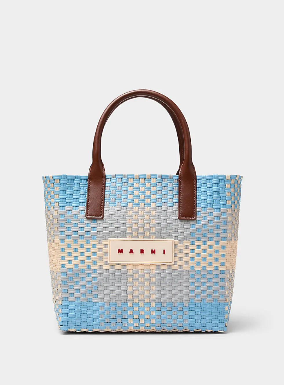 Colourful basket-knit tote bag