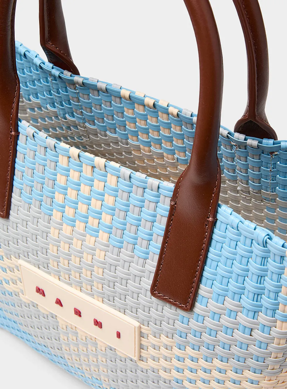 Colourful basket-knit tote bag
