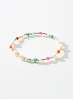 Colourful bead and pearly bead bracelet