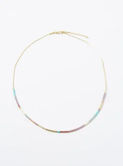 Colourful bead block necklace