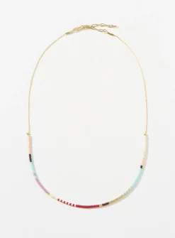 Colourful bead block necklace