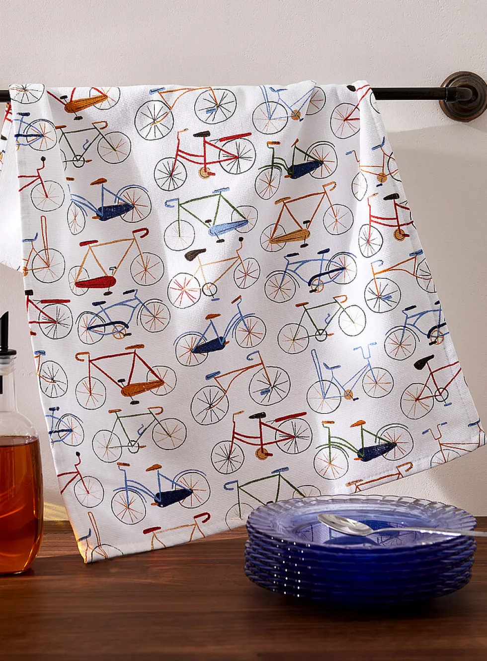 Colourful bicycles tea towel