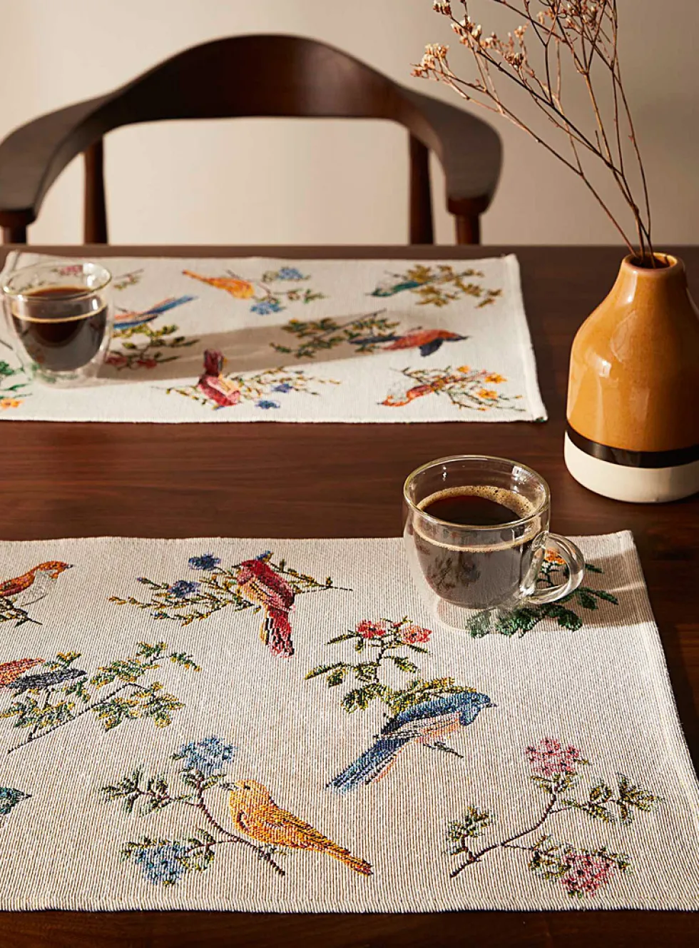 Colourful birds tapestry placemats