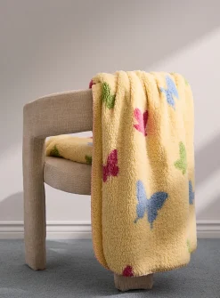 Colourful butterflies high-pile fleece throw