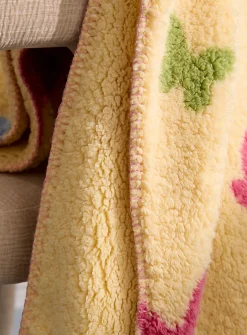 Colourful butterflies high-pile fleece throw