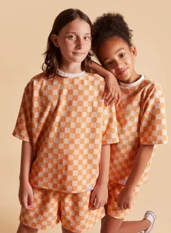 Colourful checkerboard terry grow-with-me short