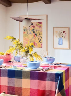 Colourful checkers tablecloth