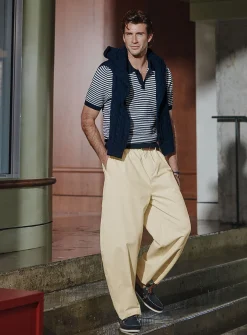 Colourful elastic-waist canvas pant