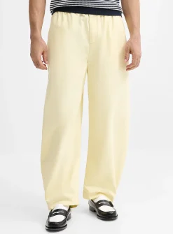 Colourful elastic-waist canvas pant
