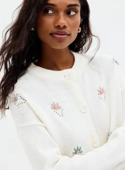 Colourful embroidered flowers cardigan