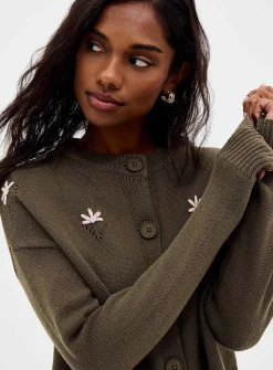 Colourful embroidered flowers cardigan
