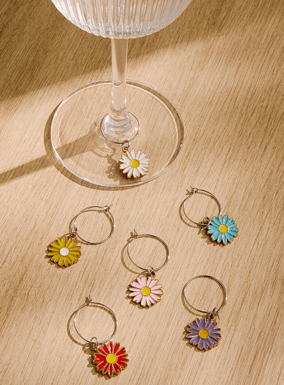 Colourful flowers glass markers