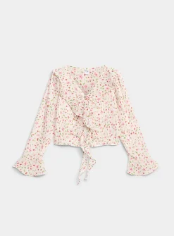 Colourful flowers ruffled blouse