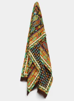Colourful geometric-pattern lightweight scarf