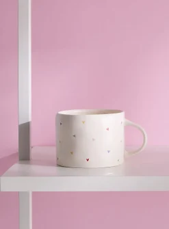 Colourful heart embossed mug