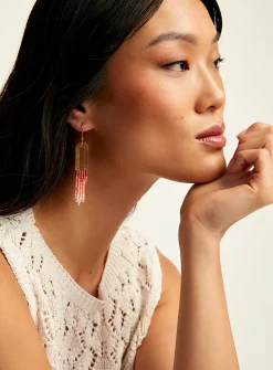 Colourful mini-beads and brass earrings
