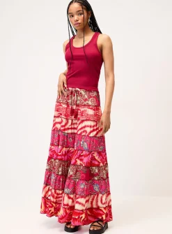 Colourful paisley pattern peasant skirt