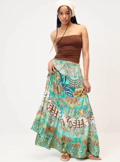 Colourful paisley pattern peasant skirt