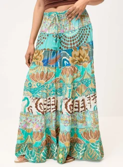 Colourful paisley pattern peasant skirt