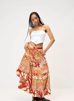 Colourful paisley pattern peasant skirt