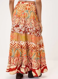 Colourful paisley pattern peasant skirt