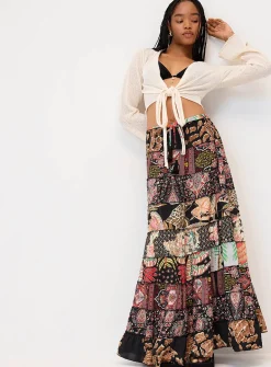 Colourful paisley pattern peasant skirt