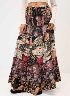 Colourful paisley pattern peasant skirt