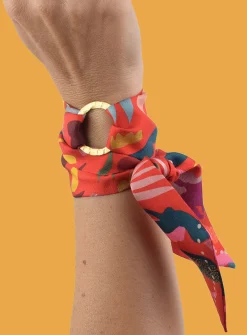 Colourful pure silk and ring set