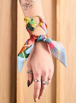 Colourful pure silk and ring set
