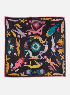 Colourful pure silk scarf