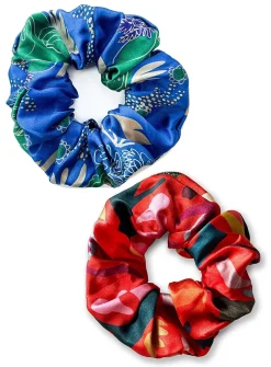 Colourful pure silk scrunchie set