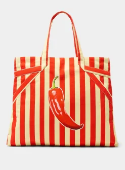 Colourful striped tote
