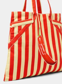 Colourful striped tote