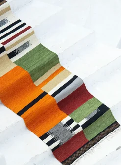 Colourful stripes artisanal hallway runner