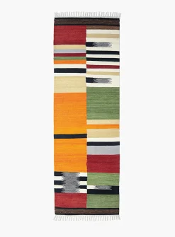Colourful stripes artisanal hallway runner