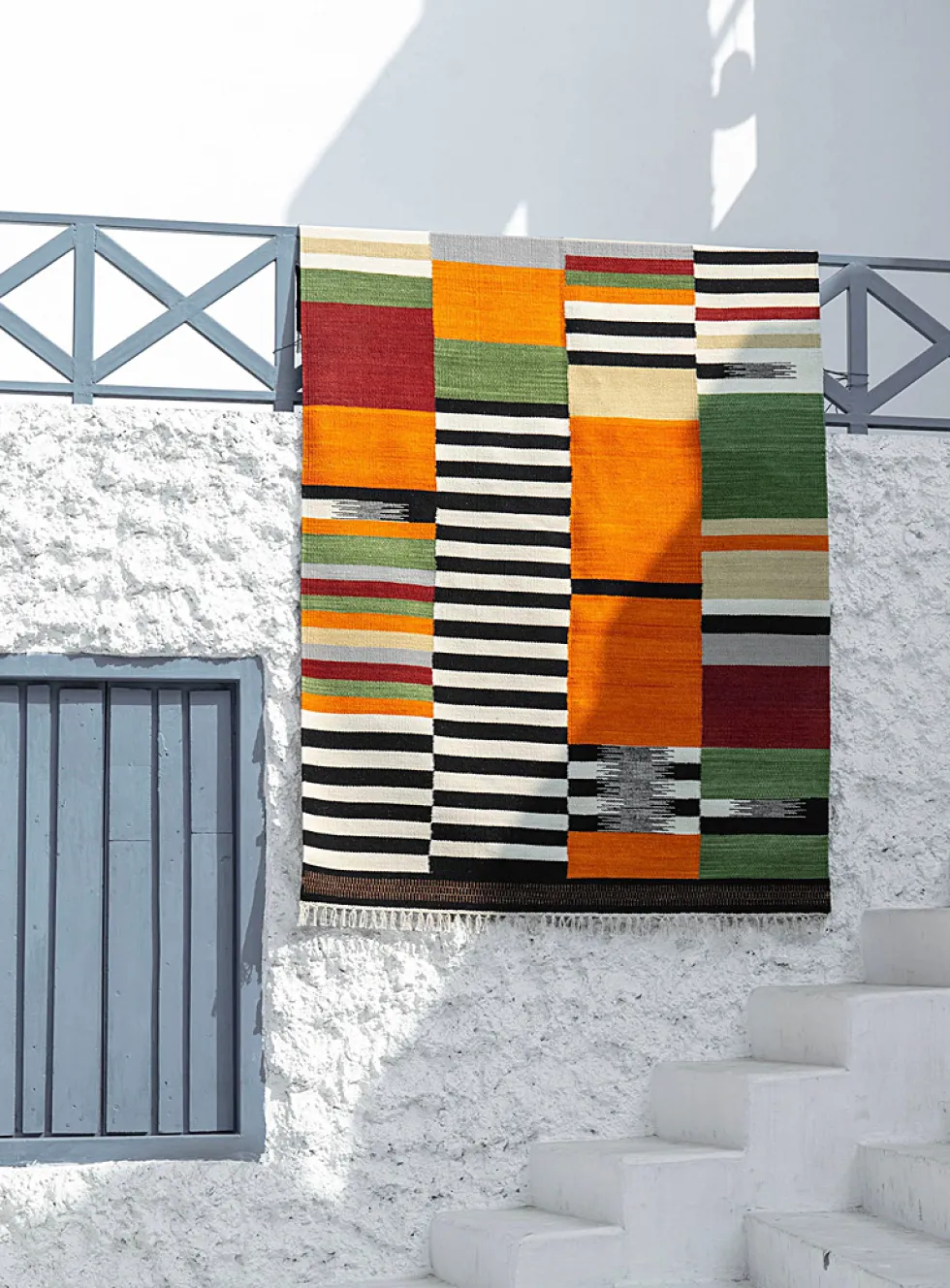 Colourful stripes artisanal rug