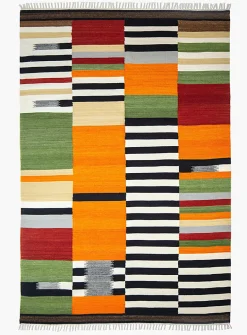 Colourful stripes artisanal rug
