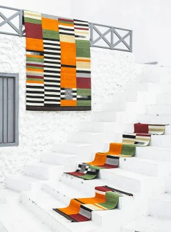 Colourful stripes artisanal rug