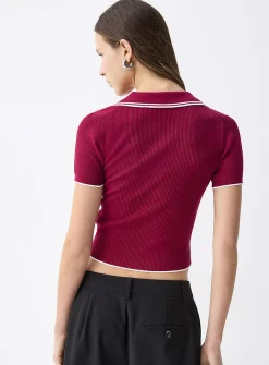 Colourful stripes Johnny-collar sweater