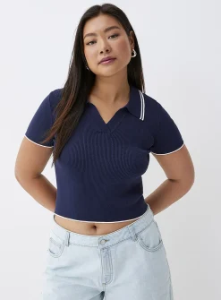 Colourful stripes Johnny-collar sweater
