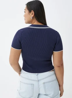 Colourful stripes Johnny-collar sweater