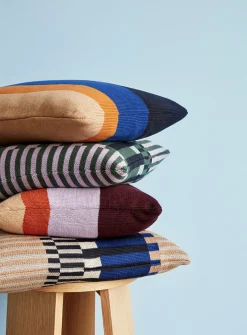 Colourful stripes knit cushion