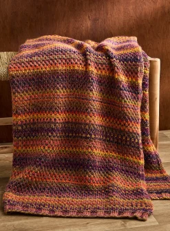 Colourful stripes wool blend throw
