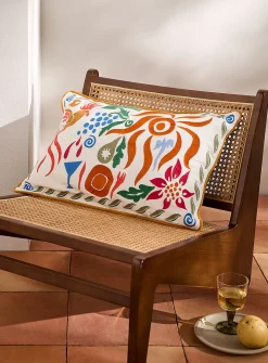 Colourful summer embroidery removable-cover cushion