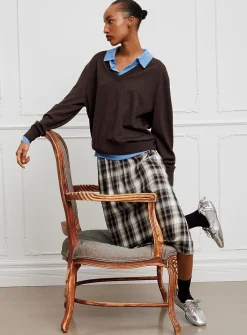 Colourful tartan midi skirt