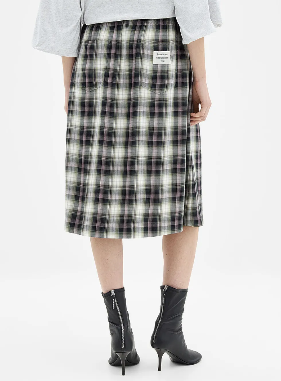 Colourful tartan midi skirt