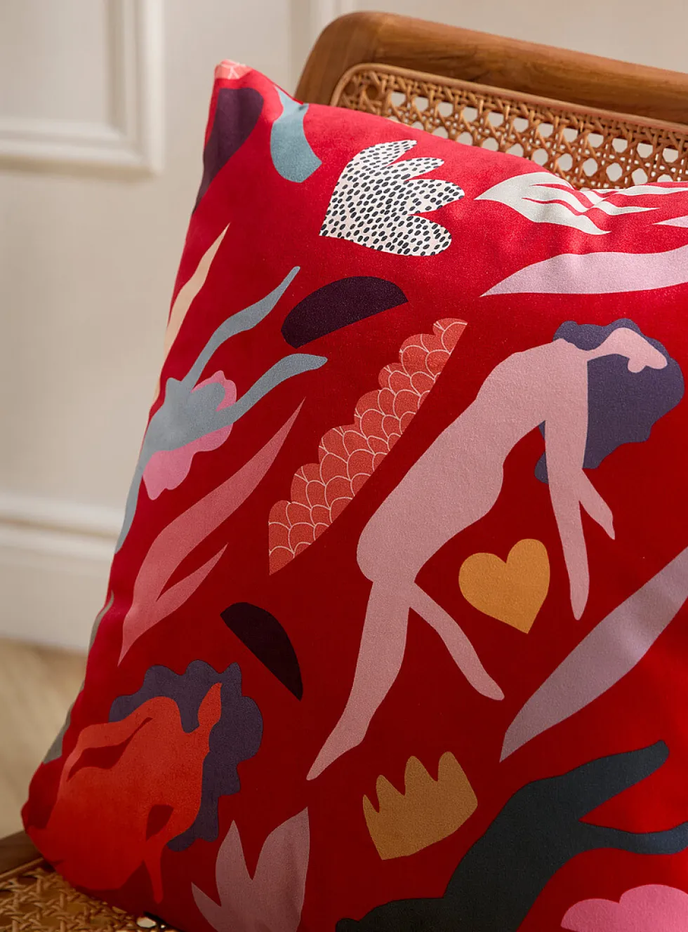 Colourful velvet cushion